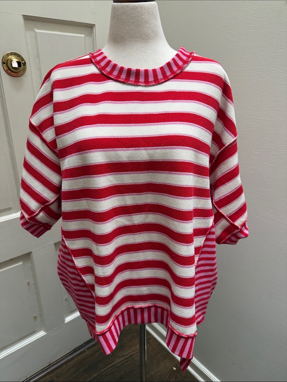 Fantastic Fawn Red and White Striped Knit Tee